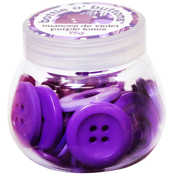 CRAFTING ESSENTIALS Bottle o' Buttons - Purple Tones - 75g (2.6oz)