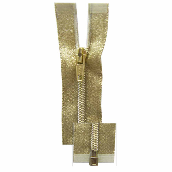 VIZZY Metallic One-Way Separating Zipper 35cm (14″) - Metallic Gold - 1701