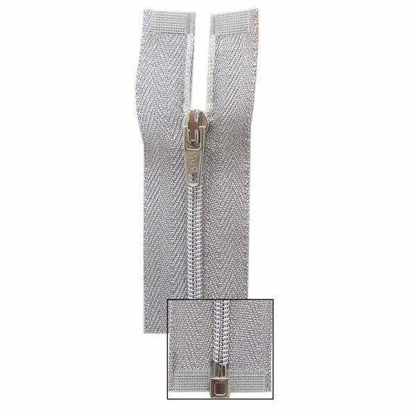 VIZZY Metallic One-Way Separating Zipper 50cm (20″) - Metallic Silver - 1701