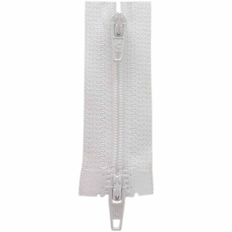 COSTUMAKERS Fermeture à glissière pour les vêtements de sport double curseur séparable 55cm (22 po) - blanc - 1704