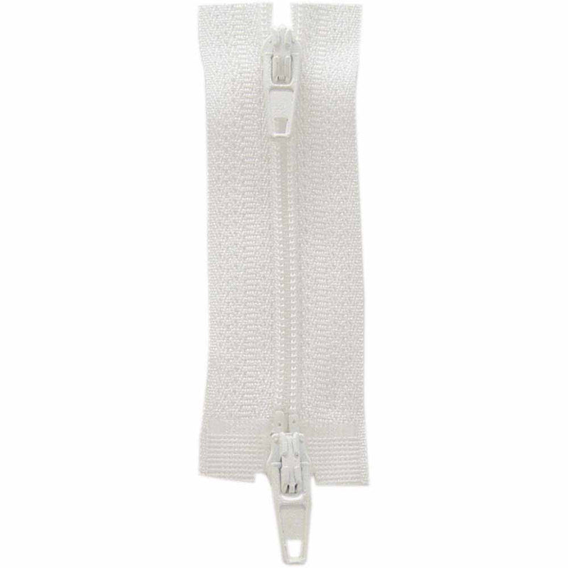 COSTUMAKERS Fermeture à glissière pour les vêtements de sport double curseur séparable 55cm (22 po) - blanc neige - 1704