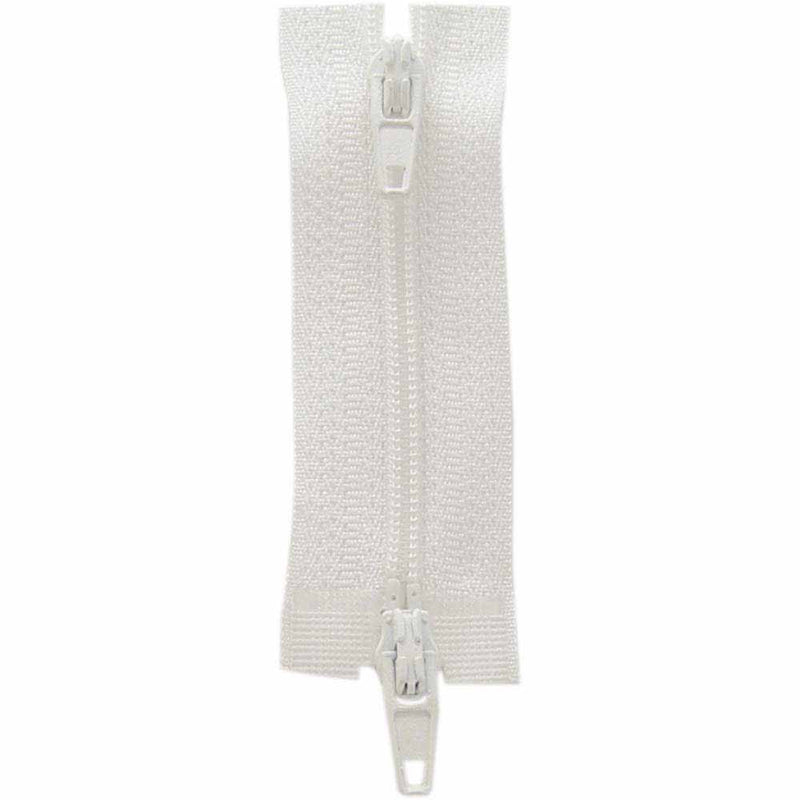 COSTUMAKERS Fermeture à glissière pour les vêtements de sport double curseur séparable 60cm (24 po) - blanc neige - 1704