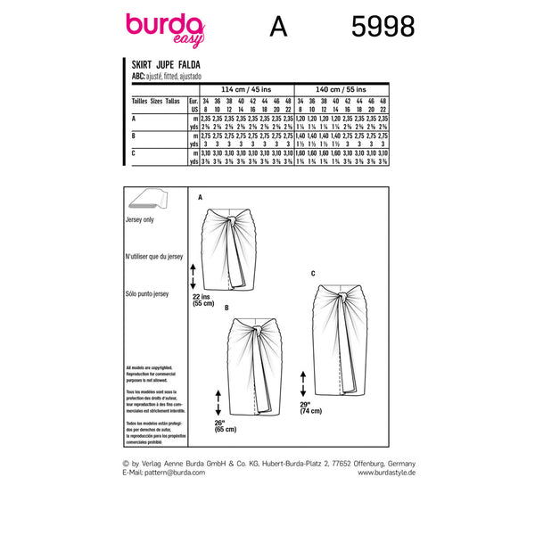 BURDA - 5998 Jupe