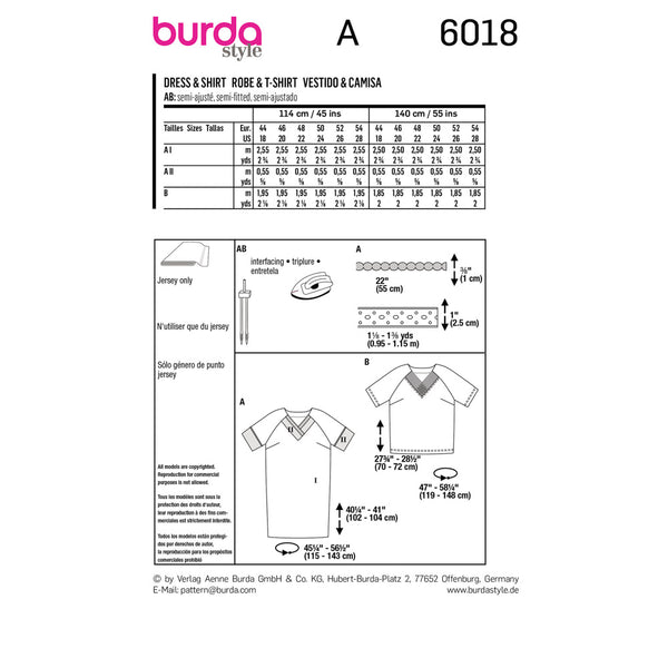 BURDA - 6018 Robe / tee-shirt