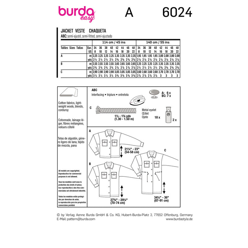 BURDA - 6024 Veste