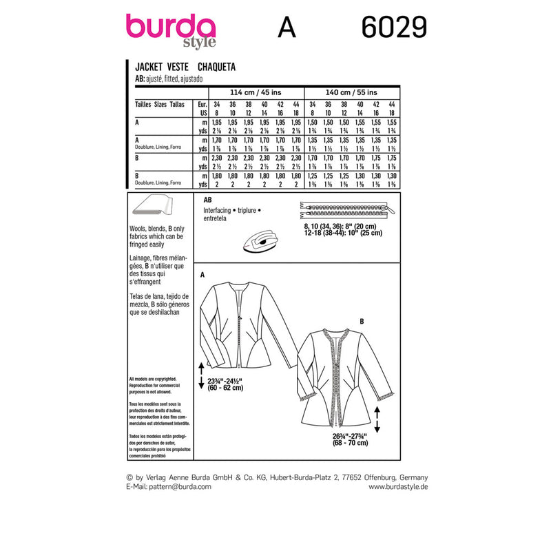 BURDA - 6029 Jacket