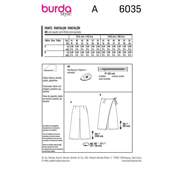 BURDA - 6035 Trousers / Pants