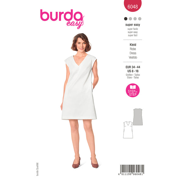 BURDA - 6048 Shift Dress with V-Neck