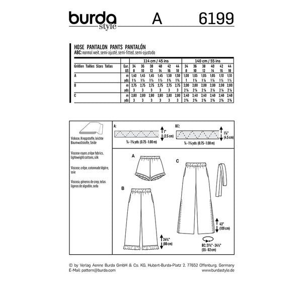 BURDA - 6199 Pantalon – short