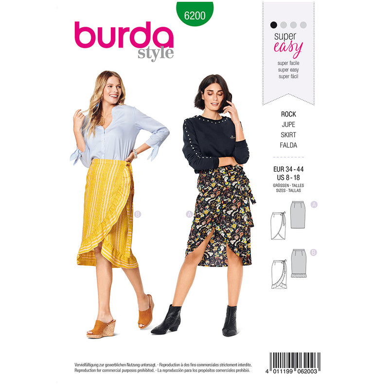 BURDA - 6200 Wrap Skirt with Waistband and Tie Bands