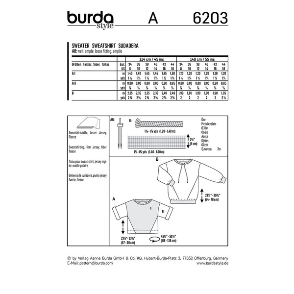 BURDA - 6203 Sweatshirt
