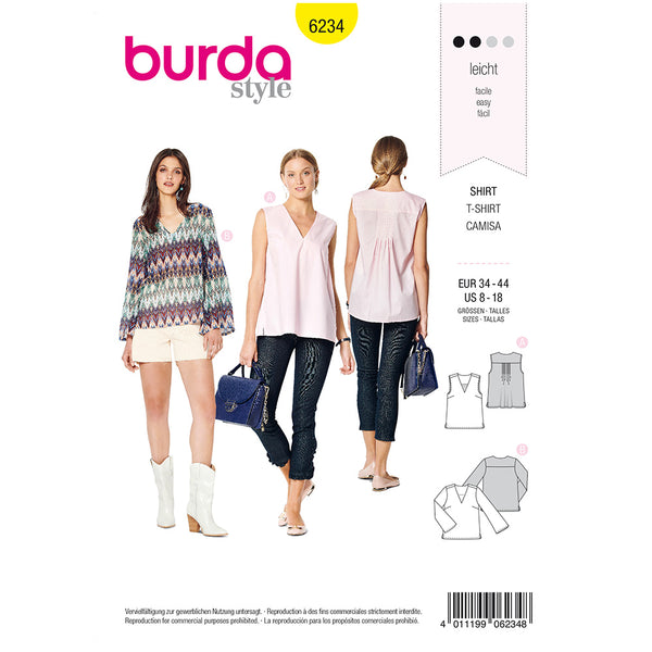BURDA - 6234 Blouse – top avec encolure en V