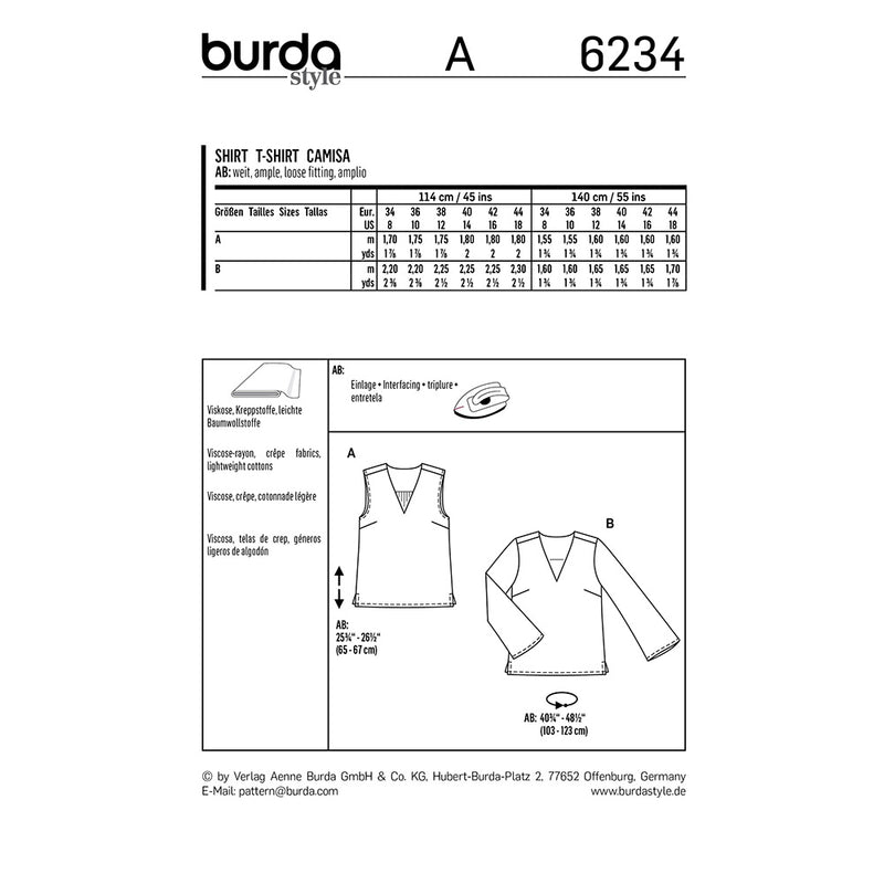 BURDA - 6234 V-Neck Blouse – Top