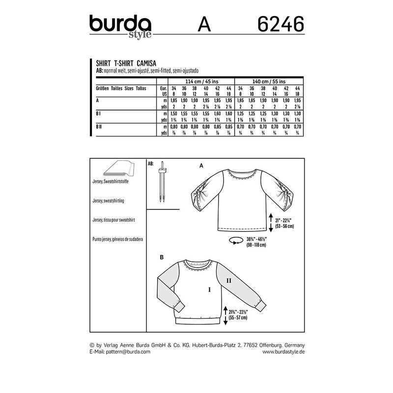 BURDA - 6246 Sweatshirt with Round Neckline