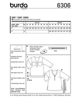 BURDA - 6306 Blouse tee-shirt – encolure en V – manches 3/4