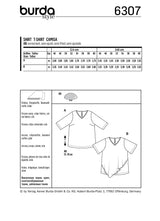 BURDA - 6307 Blouse tee-shirt – encolure en V – avec un dessus asymétrique