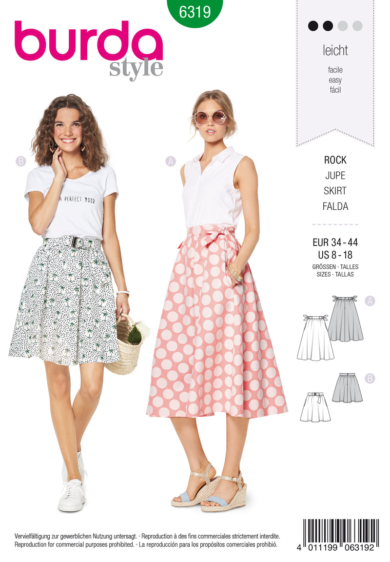 BURDA - 6319 Bell-shaped Skirt – Gathered, with Pockets in Seams