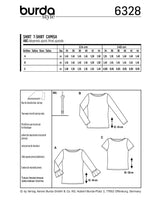 BURDA - 6328 T-shirt – encolure bateau – variantes de manche