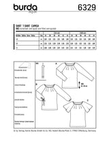 BURDA - 6329 T-shirt raglan – petits plis à l'encolure – variantes de manche