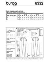 BURDA - 6332 Pantalon taille haute à plis permanents –  revers