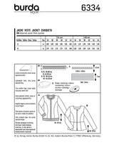BURDA - 6334 Blouson – veste à basque et fermeture à glissière