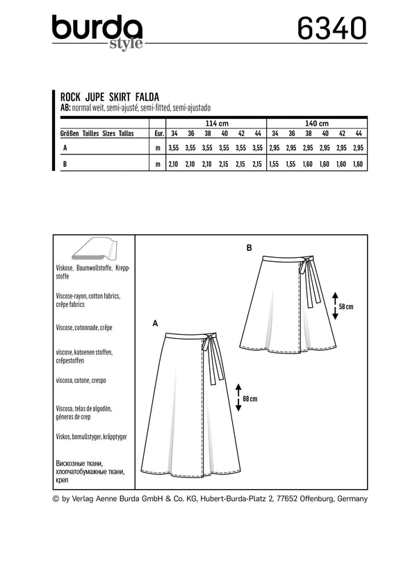 BURDA - 6340 Wrap Skirt
