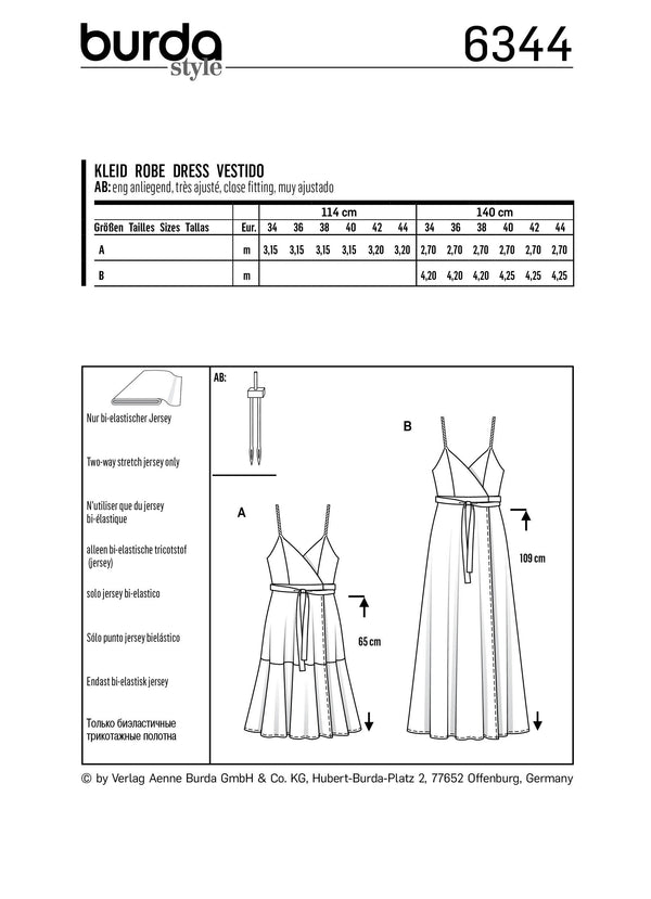 BURDA - 6344 Wrap Dress - Pinafore Dress