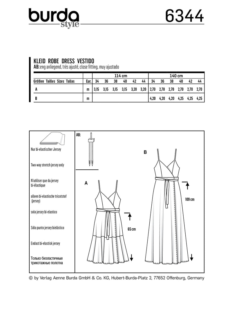 BURDA - 6344 Robe portefeuille - robe à bretelles