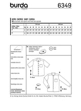BURDA - 6349 Men’s Shirt – Short Sleeved – Long Sleeved – Shirt with Stand Collar