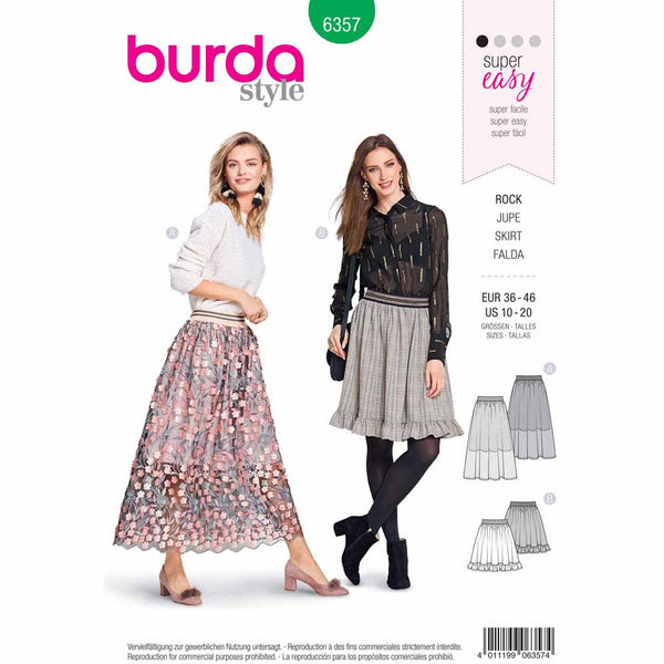 BURDA 6357 - Gathered Skirt with Elastic Waistband