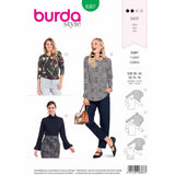 BURDA 6367 - Top with Interesting Sleeves, a Roll Neck Collar Or Hem Frill