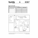 BURDA 6367 - Top with Interesting Sleeves, a Roll Neck Collar Or Hem Frill