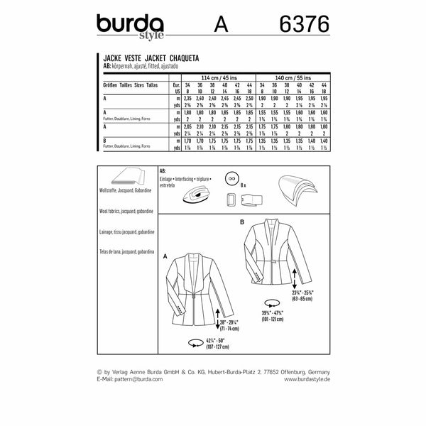 BURDA 6376 - Couture Blazer with an Interesting Collar