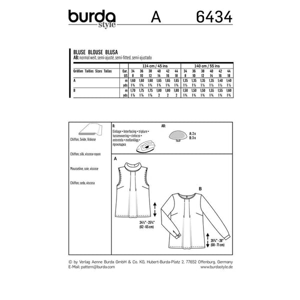 BURDA - 6434 Blouse - plis à l'encolure