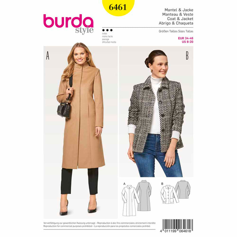 BURDA - 6461 Ladies Coat