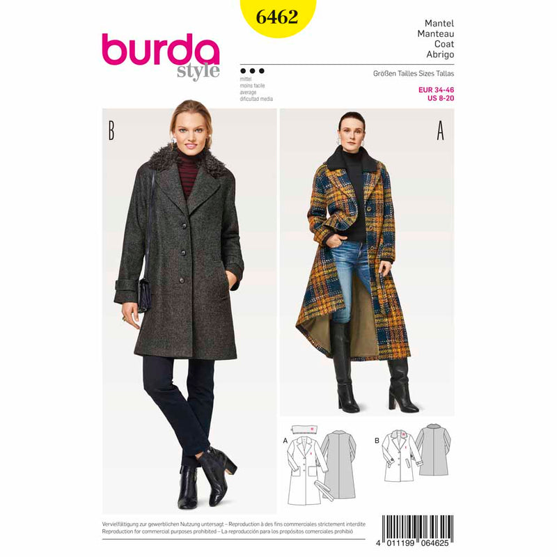 BURDA - 6462 Manteau pour femmes