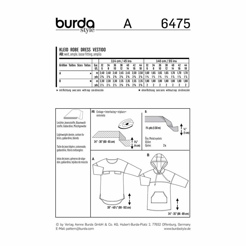 BURDA - 6475 Robe pour femmes