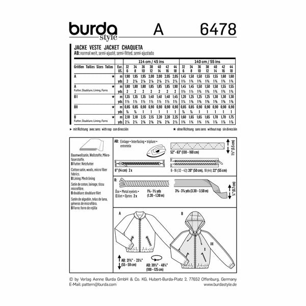 BURDA - 6478 Ladies Coat