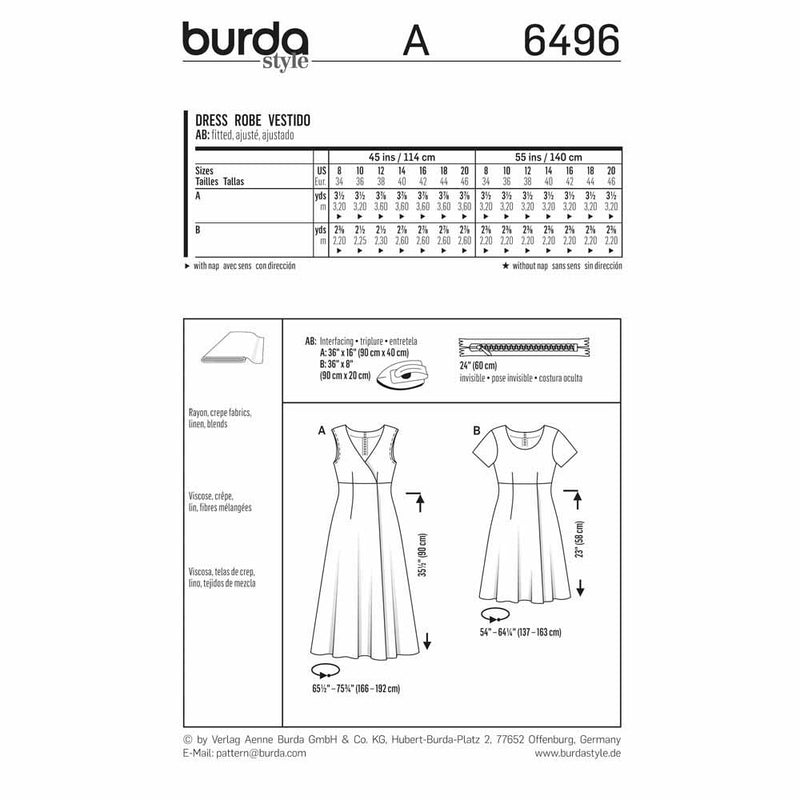 BURDA - 6496 Dames robe