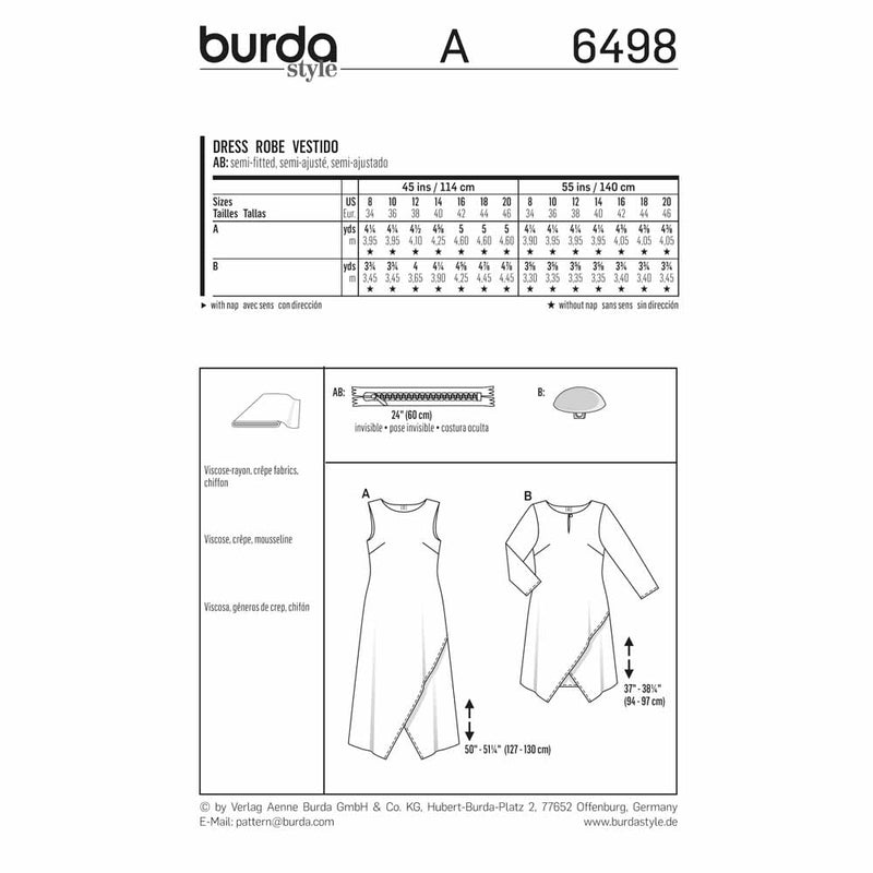 BURDA - 6498 Dames robe
