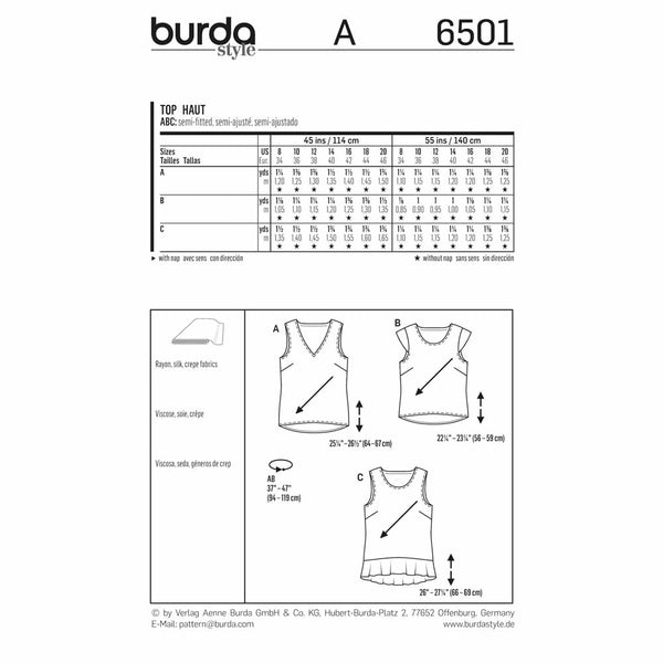 BURDA - 6501 Dames top