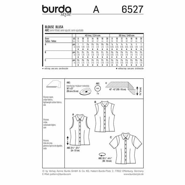 BURDA - 6527 Blouse pour femmes