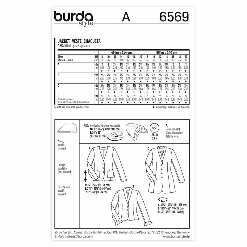 BURDA - 6569 Veste pour femmes