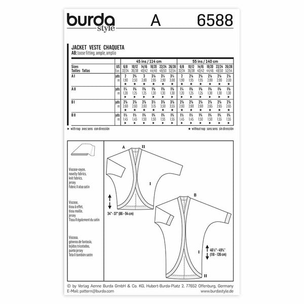 BURDA - 6588 Ladies Jacket