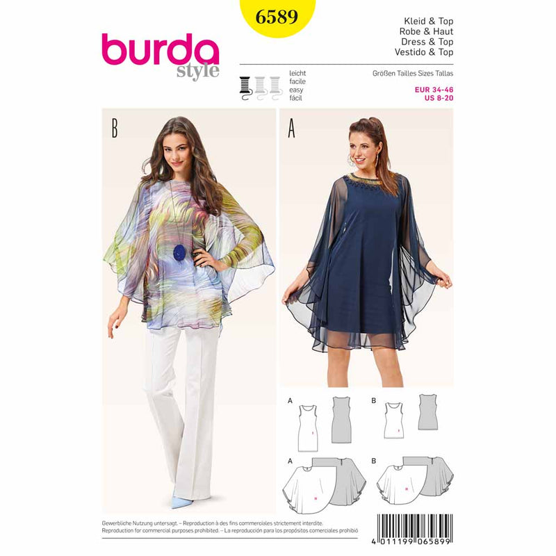BURDA - 6589 Robe/haut pour femmes