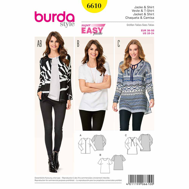 BURDA - 6610 Robe/haute pour femmes