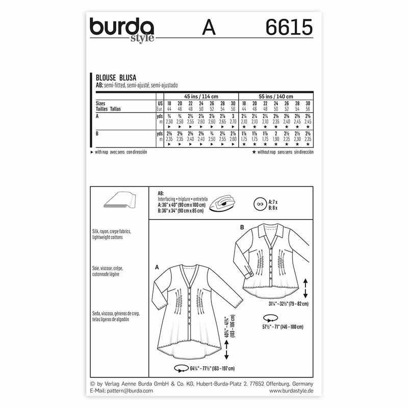 BURDA - 6615 Blouse pour femmes