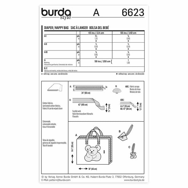 BURDA - 6623 Accessories Diaper Bag