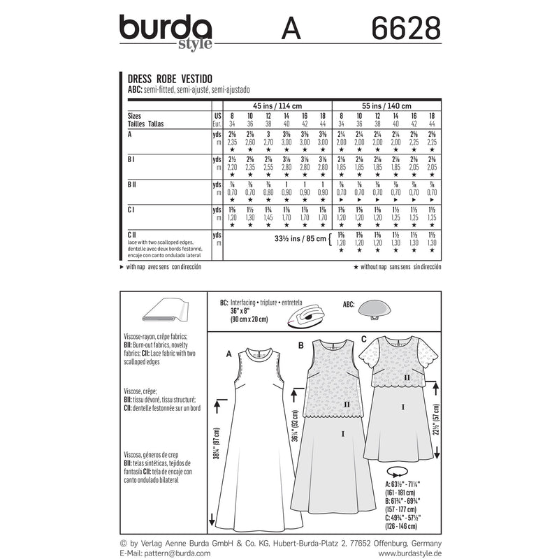 BURDA - 6628 Robe pour femmes