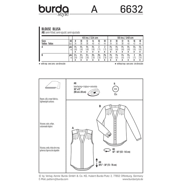 BURDA - 6632 Blouse pour femmes